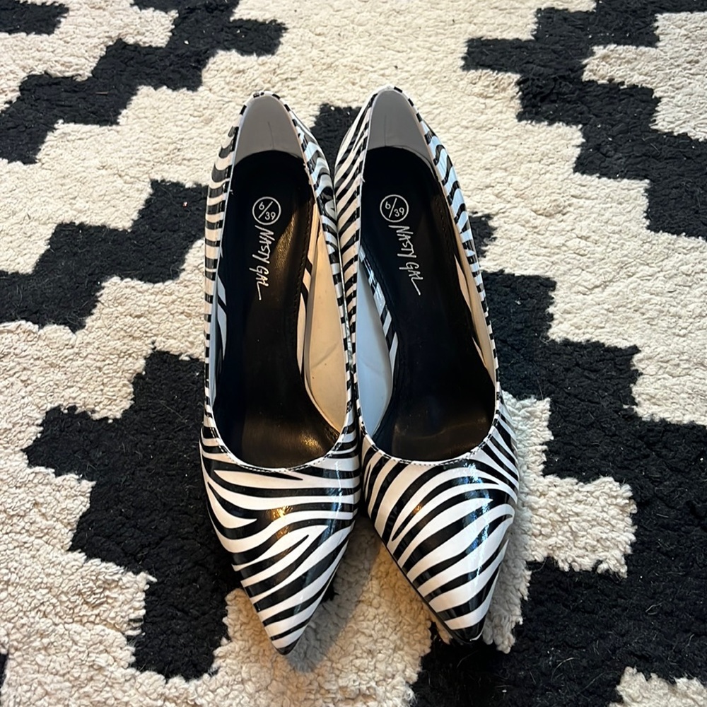Nasty Gal Faux Leather Zebra Heeled Court Shoes - Heels